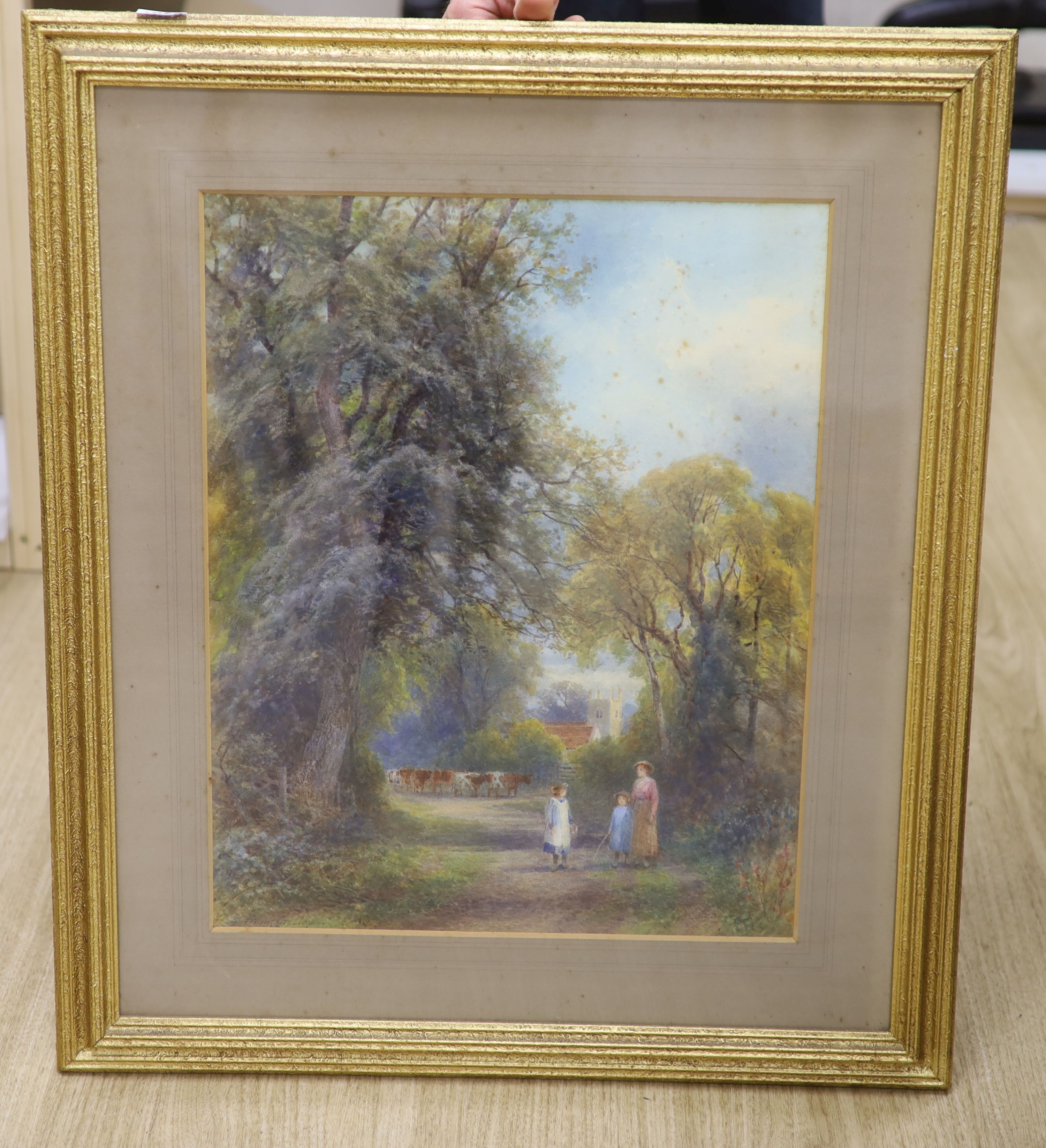Frank Gresley (1855-1936), watercolour, 'Chellaston Church', signed, 50.5 x 40cm